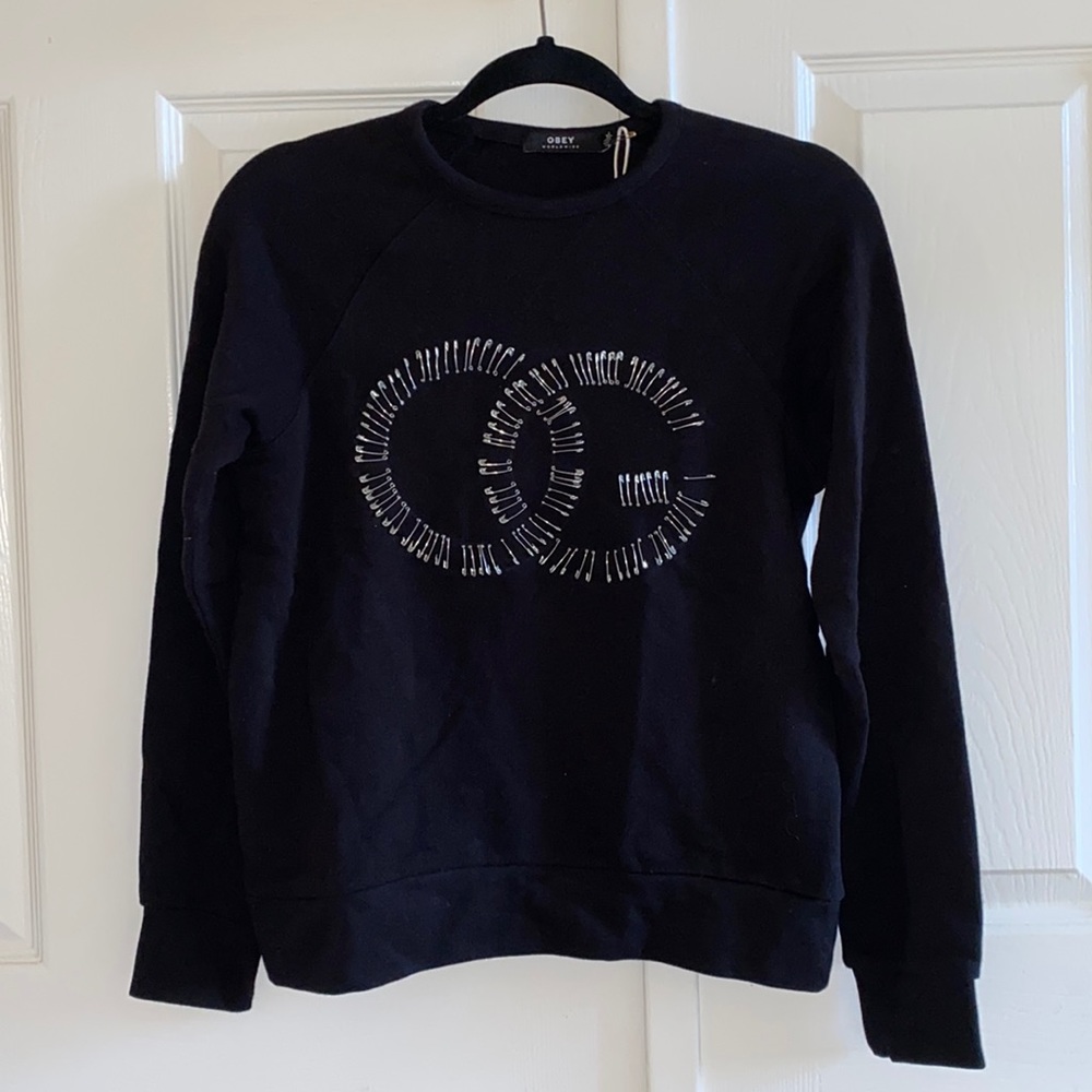 BNWT Black Obey Silver Safety Pin Sweatshirt